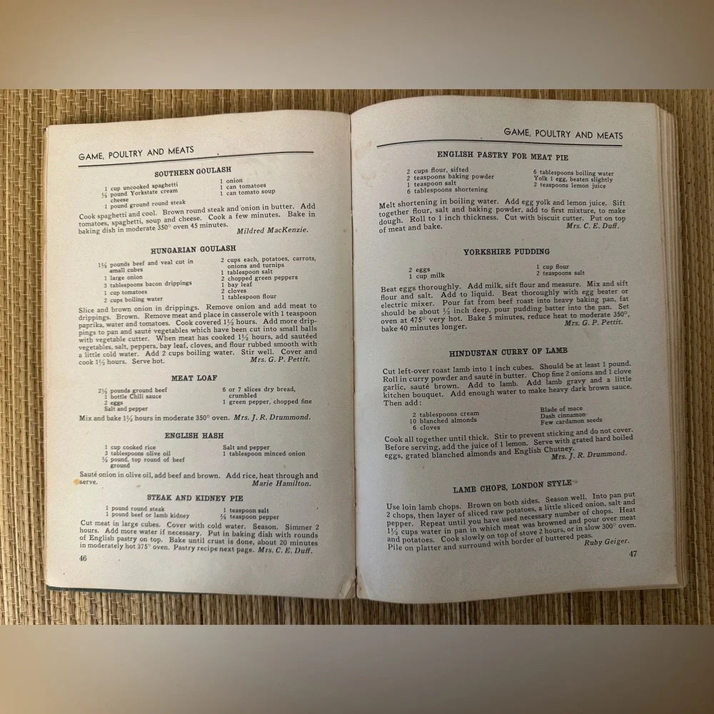 Childrens Mission Cook Book 1937 Hardcover Canton OH. Includes correction insert